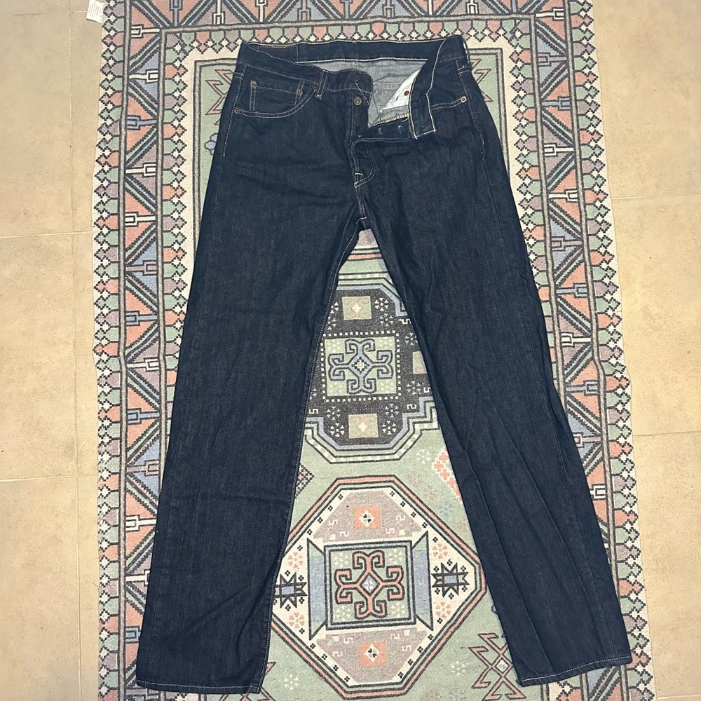 Levi's 501 Button Fly Jeans for Men, Dark Blue